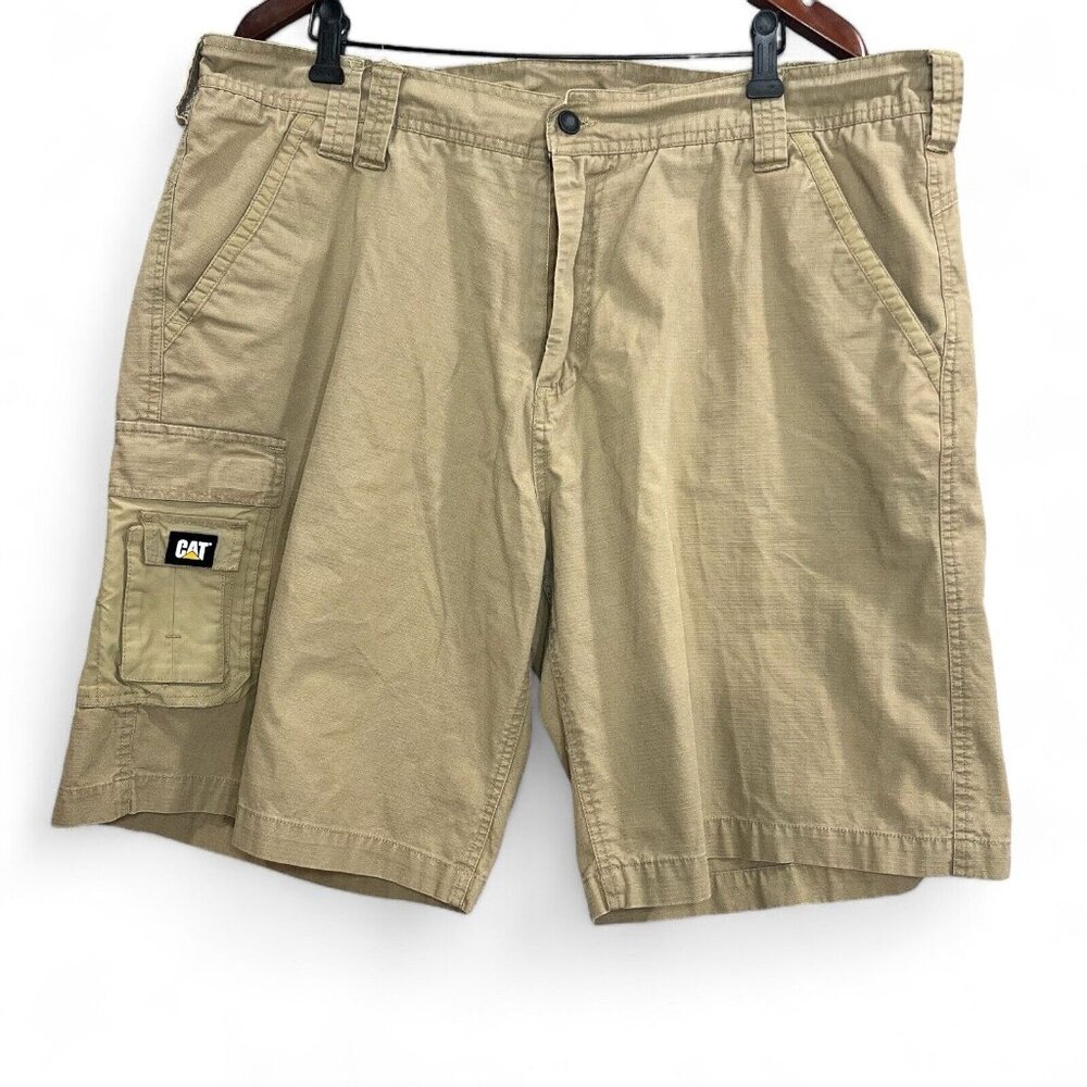CAT Cargo Shorts Men 42 Khaki Tan Slash Pocket Cotton High Rise Outdoor Camping